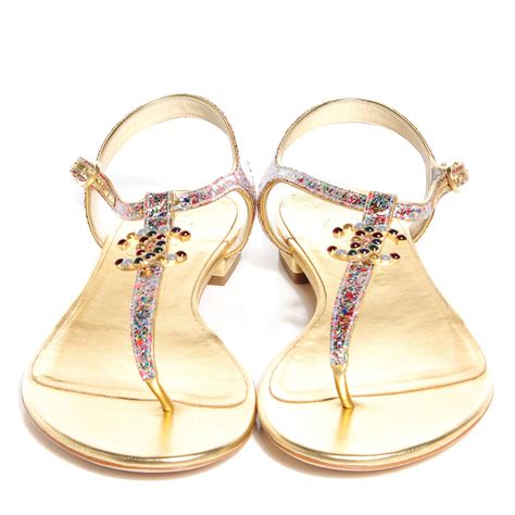 gold chanel sandals